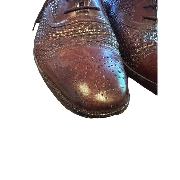 *Flaw Salvatore Ferragamo Woven Leather Lace Oxford Shoes Men's Size 10D H14580 - Picture 14 of 16